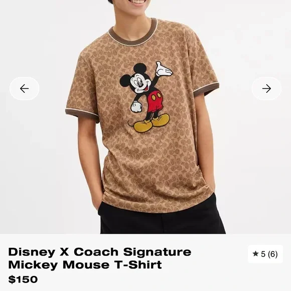 Coach Brown Mickey Mouse T-Shirt - Picture 2 of 7